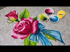 Easy Rose Rangoli Design for Beginners Beautiful & Quick