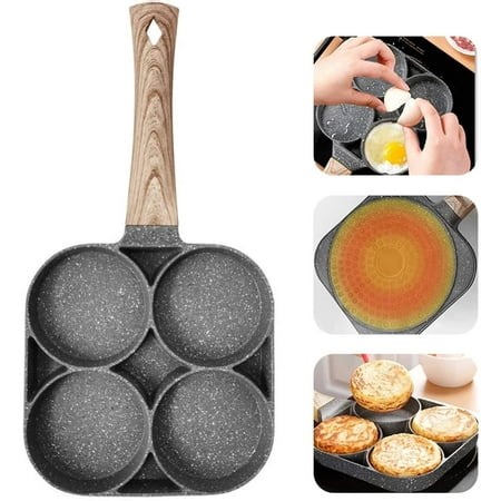 Frying Pan 4 Hole Burger Egg Omelette Pan Ham Pancake Maker, Griddles Nonstick Egg Pan No Oil Smoke Breakfast Grill Cooking Pot - Walmart.ca