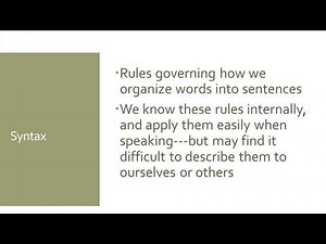 Lecture: Syntactic Development