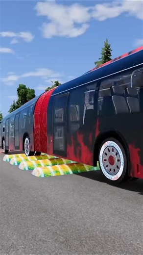 Colorful Double Capsule Bus & School Bus vs Massive Speed Bumps – BeamNG.drive Crash Test