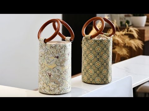 Tutorial on Making Quilted Drawstring Bucket Bags, With Handle, E-TB-70