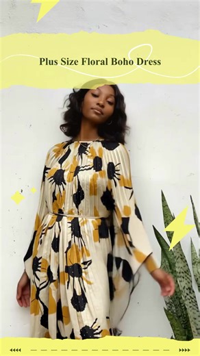 Middle Eastern Dress Plus Size Women Casual Boho Style Woven Pleated Skirt, Floral Pattern, Loose-Fitting, Spring & Fall Fashion, Comfortable Wear