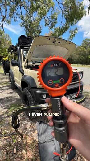 @explorejimny making short work of inflating and deflating, with the MAXTRAX 4 Hose Digital Indeflate! Save time and spare the knees - the Indeflate makes airing up and down a breeze 🚙💨 #maxtrax #maxtraxarmy #4x4 #4WD #offroading #jimny | MAXTRAX