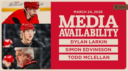 Dylan Larkin, Simon Edvinsson, Todd McLellan Morning Skate