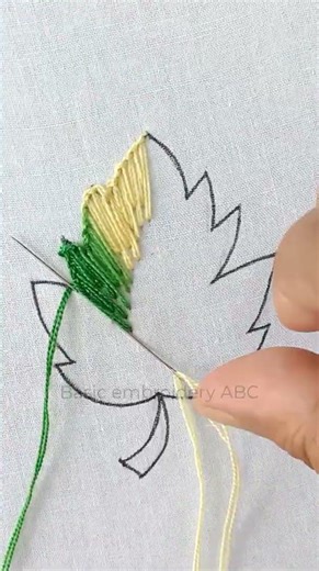 Very beautiful Buttonhole LEAF Embroidery !!! Modern Flower Hand Embroidery #bordado #handembroidery