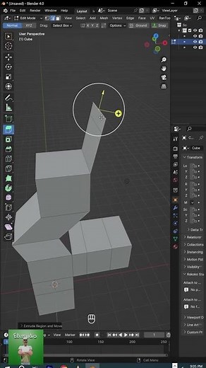 Extrude Region in Blender – Essential Tool for 3D Modeling! #shorts #blender #blender3d
