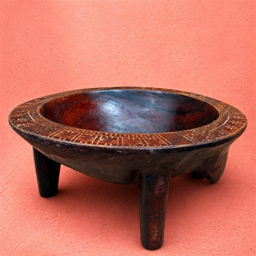 Vintage Ceremonial Fijian Tanoa KAVA Bowl Handcarved Vesi Wood Etched Border Polynesian Tribal Artefact - Etsy