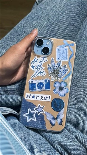 DIY phone cover from stickers 💙✨ #diy #aesthetic #pinterest #cute #art #craft
