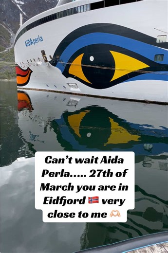 Finally….. counting days….. Aida Perla is opening the cruise season in Eidfjord…. 27th March….. Herzlich Willkommen 💙❤️💛💚@AIDA 💙❤️💛💚 #aidaperla #aidaperlanorwegen #norwegen #eidfjord #kreuzfahrtnorwegen