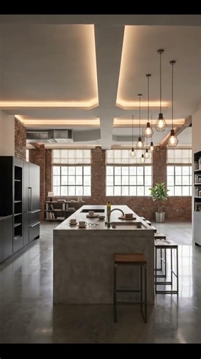 Watch this outdated kitchen transform into a sleek industrial loft space! 🏡✨
