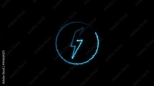 Energy Icon Animation.neon Electric Icon Animation With Glowing Circle, Light Energy Ecology Background.
