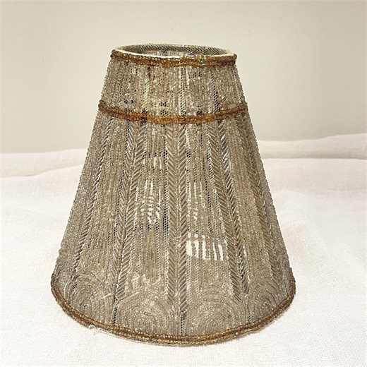 Vintage Beaded Art Deco Silver and Gold Lamp Shade, Small Boudoir Arched Detail Lamp Shade - Etsy