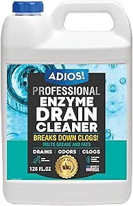 Enzyme Drain Cleaner for Kitchen Sinks, Deodorizes Smells, Safe for Pipes and Septics (Gallon)
