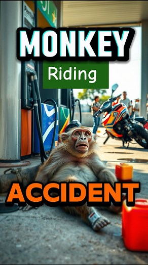 A funny monkey tries to ride a bike but ends up falling!  Watch...