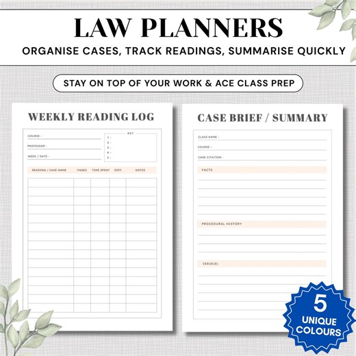 Law School Reading Log & Case Brief Template | Study Planner (digital Download A4 Size) - Etsy UK