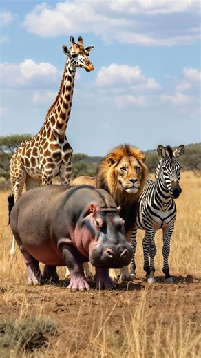 @epic_kor_ai on Instagram: "AI Lion–Zebra–Hippo–Giraffe Hybrid Fusion 🦁🦓🦛🦒 At first, a bold and powerful Madagascar-style hybrid appears — a fusion of lion, zebra, hippo, and giraffe. Its striking features and intense energy instantly grab attention and make you want to watch till the end. But then the real magic shows: this unique creature reveals a warm, friendly, and uplifting personality. It radiates positivity and brings the kind of mood you want to keep with you 💛✨ 👇 Comment which hy