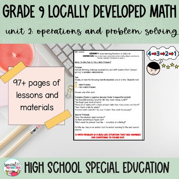 Grade 9 Ontario Locally Developed Math Unit 2 Operations and Problem Solving