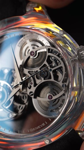 Time+Tide on Instagram: "@artyawatch is known for its creative and futuristic use of materials, especially sapphire cases. This Iridescent heat treated example creates an entire spectrum of colours as you move it through the light. Combine this with the visual lightness of the heavily skeletonised movement and this watch could almost disappear on your wrist. Creating a case like this is not an easy or straightforward process. And ArtyA is one of the few places in the world you will see this spec