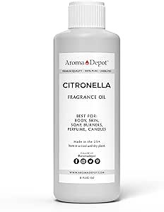 Citronella 8 oz. Fragrance Oil I Perfume I Skin Oil I Scented Oil. DIY Projects Such as Candles, Bath Bombs, Body Butters, Creams & Lotions. Few Drops in The Diffuser, Burners, or Warmers.