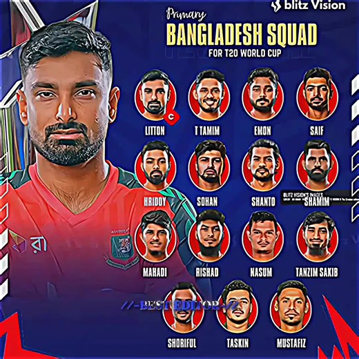 Bangladesh’s strong squad for the 2026 T20 World Cup. Best wishes to Liton’s brigade! #fyp_viral #viral #cricket #unfrezzmyaccount #foryoupagе @For You