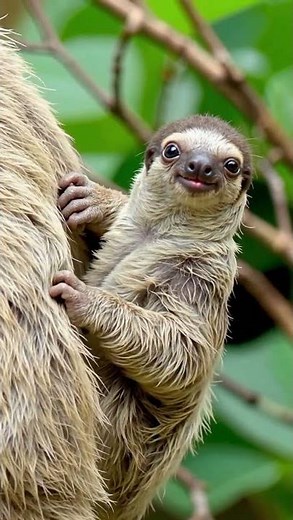 Baby Sloth Climbs for the First Time Ever! 🦥✨ #Shorts