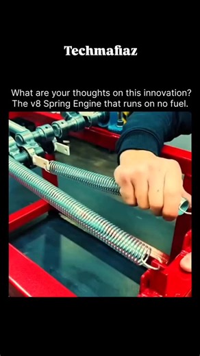 Technology Mafia on Instagram: "The idea of a V8 spring engine that runs on no fuel is fascinating, but it's more of a mechanical experiment than a practical engine. Springs can store and release energy, but they don't generate it-so the engine must be "wound up" first. Unlike combustion or electric engines, it can't provide continuous power for real-world use. Still, it's a brilliant showcase of engineering creativity and alternative motion design."