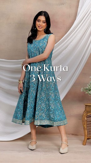 Transform your look effortlessly with this summer essential kurta set styled in three unique ways! How would you style this kurta to make it your own? Share your styling ideas with us! 💫🌸 ✨Blue Floral Block Print Anarkali Kurta With Pants And Dupatta (Set of 3)-RCD00100 . . . . #Indya #HouseOfIndya #IndyaTribe #InMyIndya #SummerKurtas #RAAS #CottonKurta #StylingHack #SummerCollection #StylingTip #TrendingNow #TrendingAudio #Trending #Explore #explorepage | Indya