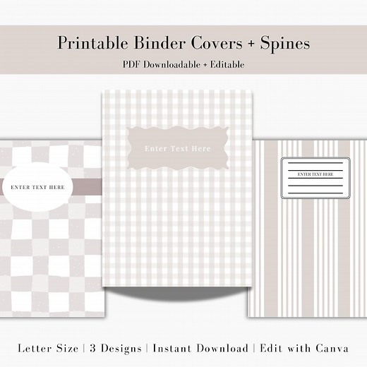 Printable Binder Covers | Binder Cover Editable Printable | Binder Cover Kids Printable | Editable Binder | Neutral Binder Cover Printables - Etsy