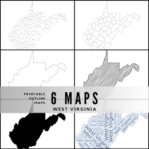 Printable West Virginia Maps / State Outline and Labeled Geography Sheets / Letter‑size Educational Printables for Teachers and Students - Etsy Australia