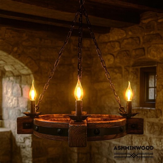 Wooden Chandelier Celtic Cross - Rustic Pendant Light for Medieval Decor - 4 Candle Wood Beam Fixture - Large Gothic Hanging Lamp - Etsy