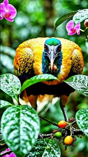 Exotic Golden Bird in a Tropical forest💚🌿