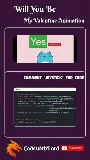 Will You Be My Valentine Animation ❤️ HTML CSS JavaScript | Cute Interactive Valentine's Project