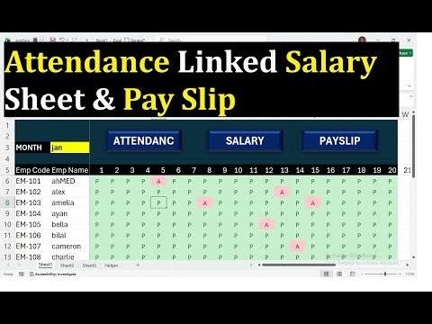 Attendance Linked Salary Sheet & Pay Slip in Excel | Auto Salary Calcula...