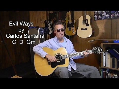 How to play Carlos Santana EVIL WAYS - Acoustic Guitar Lesson