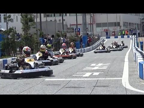 市街地を駆け抜けたカート 島根で日本初の公道レース