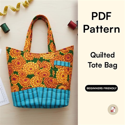 Quilted Tote Bag Sewing Pattern | Beginner Friendly (digital Download) - Etsy