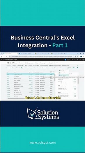 Exploring Business Central's Excel Integration - Part 1 | #businesscentral