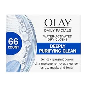 Olay Cleansing Wipes, Daily Facials, Power of a Makeup Remover, Scrub, Toner, Mask and Cleanser - Fragrance-Free, Textured No-Soap Cloth, Gentle Skin Care, Vitamin Complex-Infused Formula, 66 ct