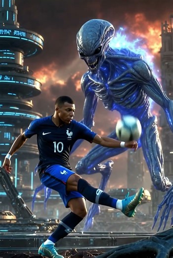 Aliens did not expect the power of the ball👽⚽🔥🌍✨😮#mbappe #messi #ronaldo #haaland #neymar