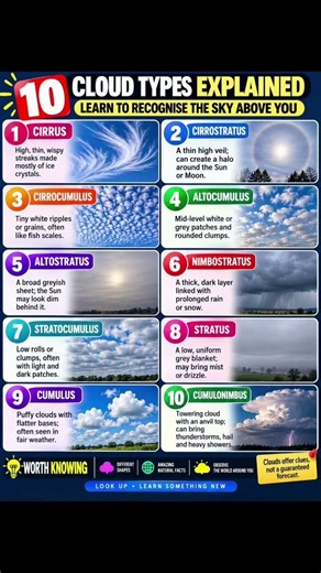 ☁️ 10 Cloud Types Explained: What Does the Sky Tell You? 🌍