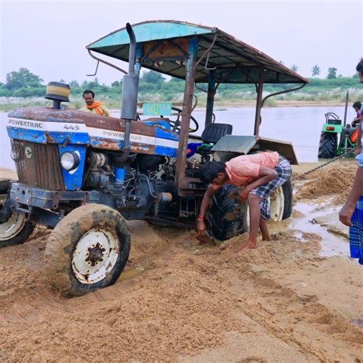 Powertrac Pulls John Deere in River #shorts #tractor #trending