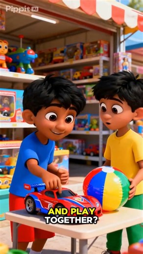 Ahmed & Ali Visit the Toy Market 🧸 | Fun Friendship Story | 3D Cartoon Animation#shortvideo #viral