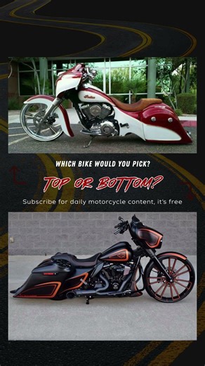 Tap for Details - Indian Azzkikr Bagger vs Titan DarkSide Harley