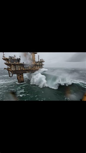 Terrifying Moment Massive Storm Attacks Oil Platform #ocean #disaster #waves