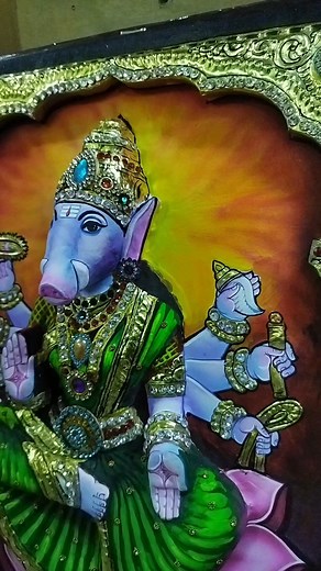 #thanjavurpaintings #newhouse #interiordesigner #gallery #indianart #artgallery #paintinglover #tanjorepainting #tanjoreart #varagiamman #godvaragi #antiquepainting | Sri Sastha