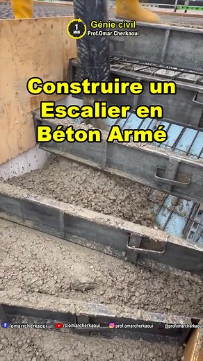 967K views · 8.5K reactions | Construire des escaliers en béton  _____________________________ #omarcherkaoui #BIM #innovation #ingénieur #ingénierie #geniecivil #géotechnique #routes #travauxdeconstruction #maroc #bétonarmé #béton #armature #BTP #chantier #architecture #acier #france #hydraulique #dalle #technologie #ciment #briques #ferraillage #construction #chantier #chantiers #DIY | Omar Cherkaoui | Facebook