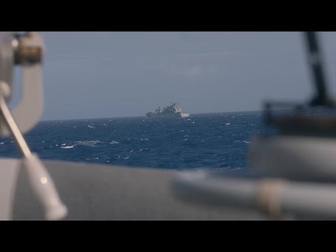HMAS Sydney conducts a RAS with German Navy Ship Frankfurt Am Main