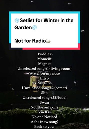 Setlist for Winter in the Garden - Not For Radio Night 1