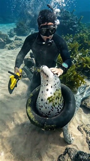 The profession of rescuing trapped marine life.! #scubadiving #ocean
