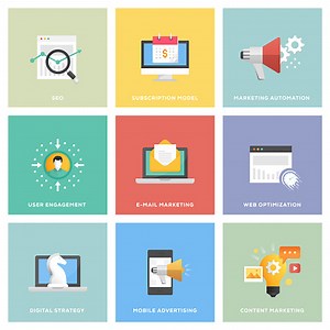 Digitales Marketing Icon Set Flat Design